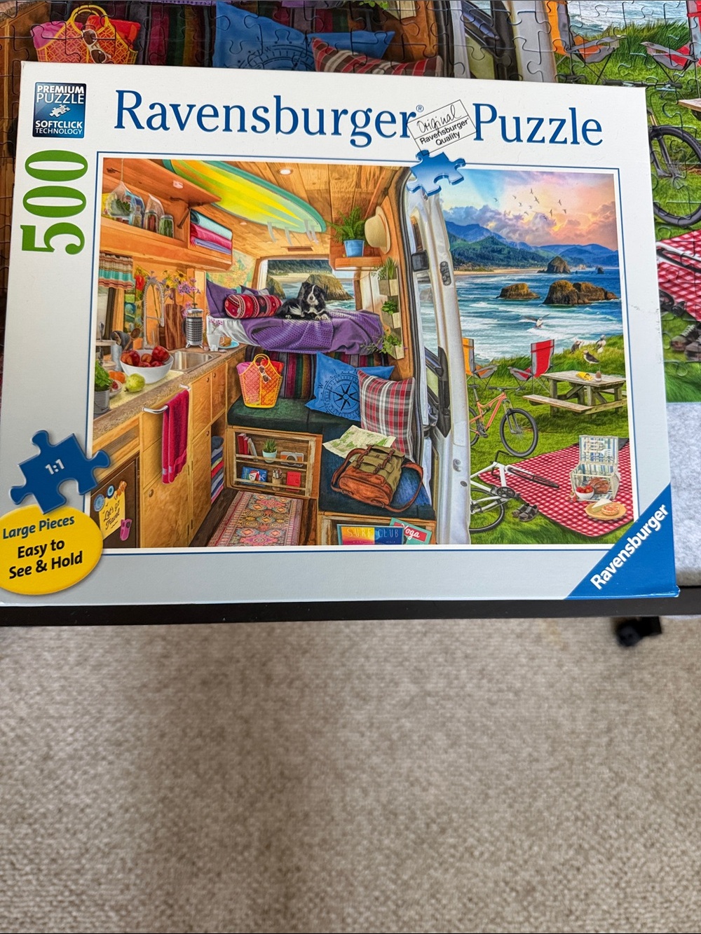 Ravensburger Colorful Camper and Coastal Picnic 500-Piece Puzzle